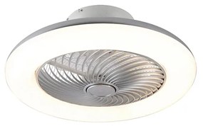 Srebrny Wentylator sufitowy z lampą z LED i pilotem - ClimaDesignerski Oswietlenie wewnetrzne
