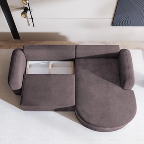 Masseno Narożnik AMILIA z funkcją spania i pojemnikiem na pościel Narozniki L, Rozkładana sofa - Wrzosowy, MONOLITH 62