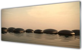 Panel Szklany Refleksy Wody na Kamieniach