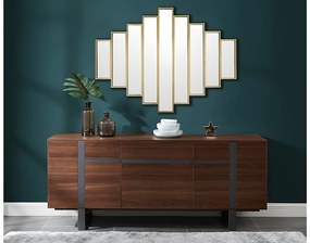 Symetryczne, metalowe lustro Art DecoGALICE - Dł. 90 x Wys. 120 cm - Złote