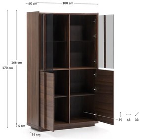 Brązowa witryna w dekorze orzecha 100x170x40 cm Onix – Kave Home