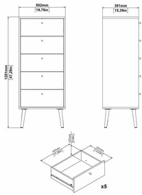 Biała wysoka komoda 50x120 cm Bodo – Tvilum