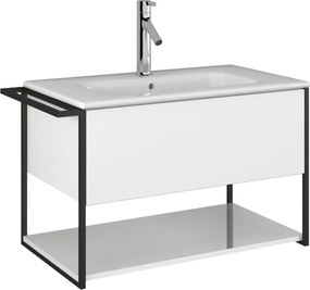 Szafka łazienkowa wisząca biała loftowa 80 x 45 cm z umywalką z otworem VALO