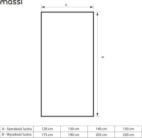 Lustro prostokątne z podświetleniem TAVA Classic XXL LED | Różne rozmiary | Różne kolory : Rozmiar - 120 x 175 cm, Wersja - z wycięciem