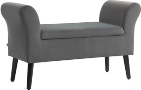 HOMCOM Ławeczka z miejscem na przechowywanie, składana pokrywa, miękka siedziska, aksamitny wygląd, 111,5x41x65 cm, Szara