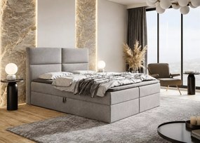 Łóżko kontynentalne Devon boxspring z materacem bonell i 2 pojemnikami na pościel tapicerowane