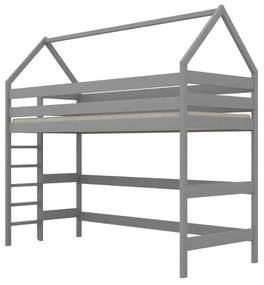 Łóżko piętrowe domek TOBI 1 200x80 szare drewniane KOCOT KIDS