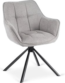 Krzesło Tapicerowane Obrotowe PEONY 2 Szare Nowoczesne Loft