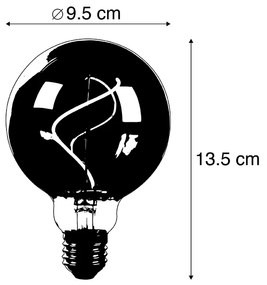 Zestaw 5 ściemnianych spiralnych żarówek LED E27 G95 goldline