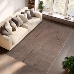 Dywan nowoczesny Pompei 3D  Geometria II beżowy 240 cm x 340 cm