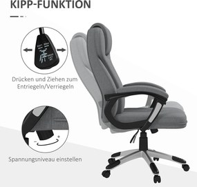 Vinsetto Krzesło biurowe Fotel biurowy Odciążenie stawów regulacja wysokości Funkcja wychylenia 6x75x120cm Szary | Aosom PL