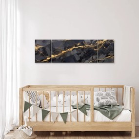 Obraz - Czarny - złoty dekor (170x50 cm)