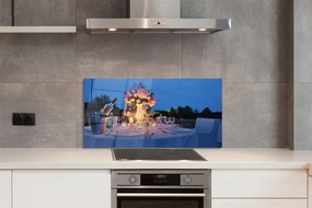 Panel nad Blat Kuchenny Romantyczna Kolacja: Wino i Kwiaty