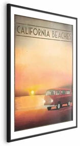 Plakat California Beaches 29,7x42 cm z ramą czarną z marginesem ARTGEIST B
