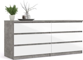 Komoda w wysokim połysku Naia 6S biały/beton