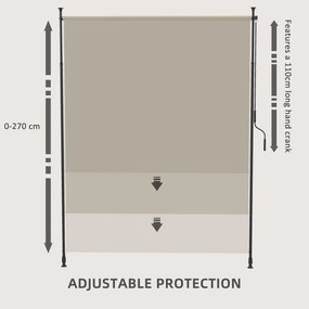 Outsunny Markiza Boczna na Taras Regulowana Wysokość Rama Metalowa Kolor Piaskowy 200x305 cm Dla Kawiarni | Aosom PL