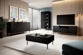 Witryna Nicole 100 cm z ryflowanym frontem - czarny mat