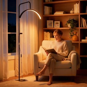 HOMCOM Lampa stojąca z obracaną głowicą 350° 7 temperatur barwowych i uchwytem na telefon | Aosom PL