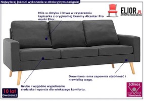 3-osobowa ciemnoszara sofa - Eroa 3Q