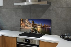 Panel szklany do Kuchni Nocne Odbicia w Rzece