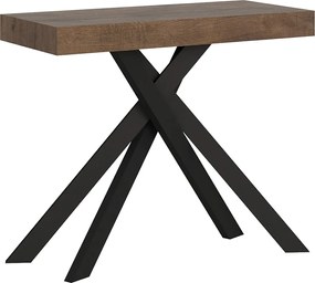 Konsola rozkładana 90x40/196 cm Krack Small orzech nogi w kolorze antracytu