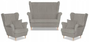Zestaw uszak Rene Estella sofa fotele Family Meble jasno szary sztruks