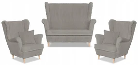 Zestaw uszak Rene Estella sofa fotele Family Meble jasno szary sztruks