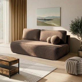 Sofa z Funkcją Spania ARVETO Mocca Boucle Nowoczesna