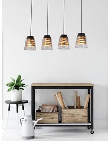 Czarna lampa wisząca ze szklanym kloszem 15.5x84 cm Fresno – Candellux Lighting
