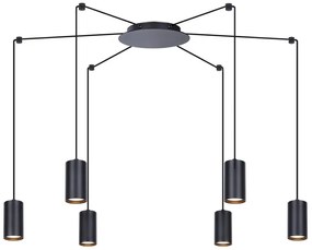 Czarna loftowa lampa wisząca pająk - S782 P1-M27