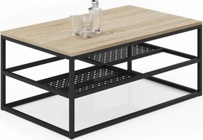 Prostokątny stolik kawowy w stylu industrialnym dąb sonoma + czarny B1-A55