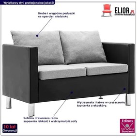 Atrakcyjna 2-osobowa sofa Karlo 2Q - czarno-jasnoszara