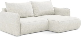 Narożnik prawostronny z funkcją spania - z tkaniny szenilowej - biały - NANEA