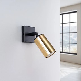 Kinkiety nowoczesny Glois, stal - 1 źródło światła 4000K - L.8 x H.18.5 cm - czarny/złoty