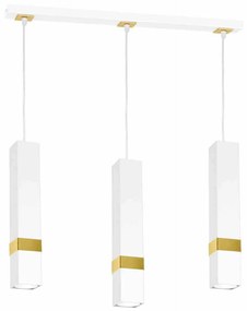Lampa wisząca, biała, złota, potrójna, VIDAR WHITE/GOLD 3xGU10