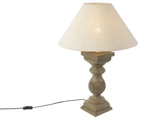 Rustykalna lampa stołowa z abażurem z lnu beżowym 50 cm - Hyssop Rustykalny / Vintage Oswietlenie wewnetrzne