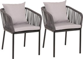 Zestaw 2 krzeseł ogrodowych MCW-N41, antracyt Poduszka jasnoszara