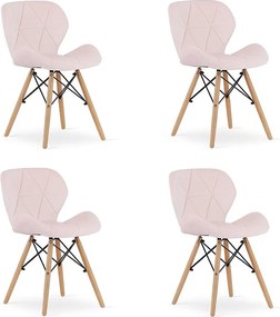Krzesło Valora WAKO Velvet w nowoczesnym stylu, różowe, do salonu x4