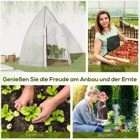 Outsunny Szklarnia Ochronna Przed Zimą, Miniszklarnia z Rolowanymi Drzwiami, Biała, 160 x 140 x 180 cm