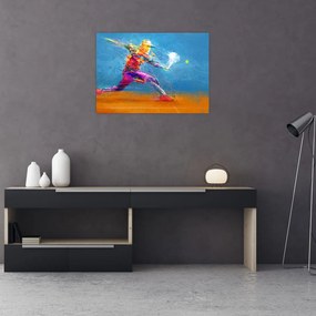 Obraz na szkle - Malowany tenisista (70x50 cm)