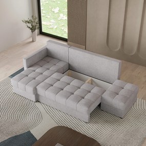 Masseno Narożnik LUMARI z funkcją spania i pojemnikiem na pościel Narozniki L, Rozkładana sofa - Jasnoszary, NEVE 83