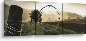 Obraz łąki (z zegarem) (90x30 cm)