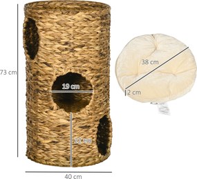 PawHut Drapak Beczkowy 73cm Wieża dla Kota z 3 Poziomami i Poduszką Wysokiej Jakości Drapak dla Kotów | Aosom PL