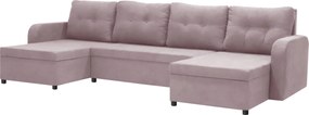 Narożnik U z funkcją spania BERLIN Różowy