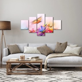 Obraz - Motyl nad kwiatem, abstrakcja (125x70 cm)