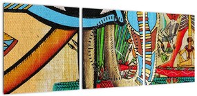 Obraz motywami egipskimi (z zegarem) (90x30 cm)