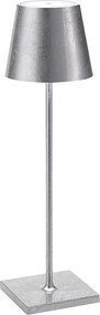 Lampa stołowa LED Zafferano Poldina Pro Silver Leaf, ładowalna i ściemnialna, z czasem pracy na baterii do 12 godzin.