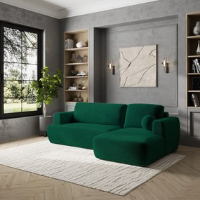 Masseno Narożnik SENTI z funkcją spania i pojemnikiem na pościel Narozniki L, Rozkładana sofa - Butelkowa zieleń, KRONOS 19