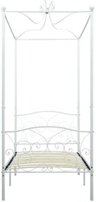 Białe rustykalne łóżko z baldachimem 90x200 cm - Ifrexi