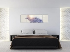 Obraz - Wilk arktyczny odzwierciedla dziki krajobraz (170x50 cm)